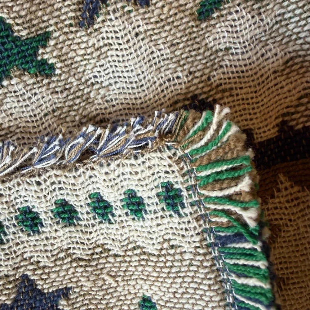 Vtg Set 4 Christmas‎ Cabin Village Placemats Handwoven Cotton Rustic Lodge Decor